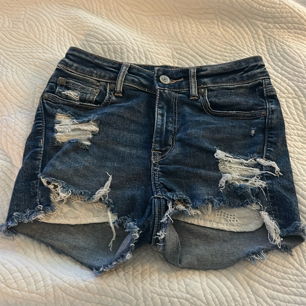 American Eagle Next Level Stretch Distressed Denim Shorts Size 00